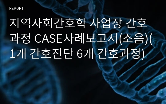 지역사회간호학 사업장 간호과정 CASE사례보고서(소음)(1개 간호진단 6개 간호과정)