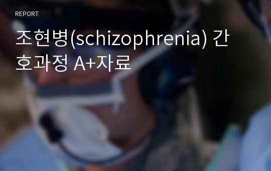 조현병(schizophrenia) 간호과정 A+자료