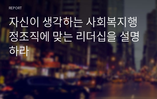 자신이 생각하는 사회복지행정조직에 맞는 리더십을 설명하라