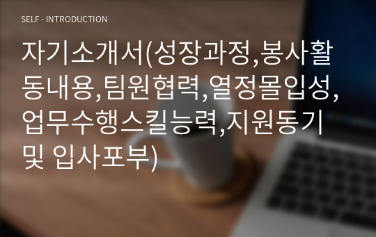 자기소개서(성장과정,봉사활동내용,팀원협력,열정몰입성,업무수행스킬능력,지원동기 및 입사포부)