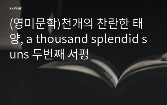 (영미문학)천개의 찬란한 태양, a thousand splendid suns 두번째 서평