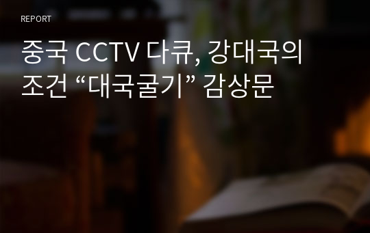 중국 CCTV 다큐, 강대국의 조건 “대국굴기” 감상문