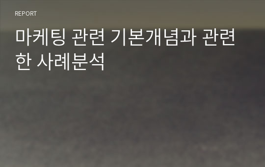 마케팅 관련 기본개념과 관련한 사례분석