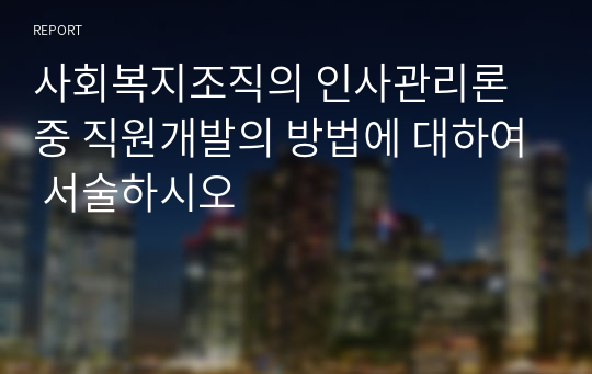 사회복지조직의 인사관리론 중 직원개발의 방법에 대하여 서술하시오