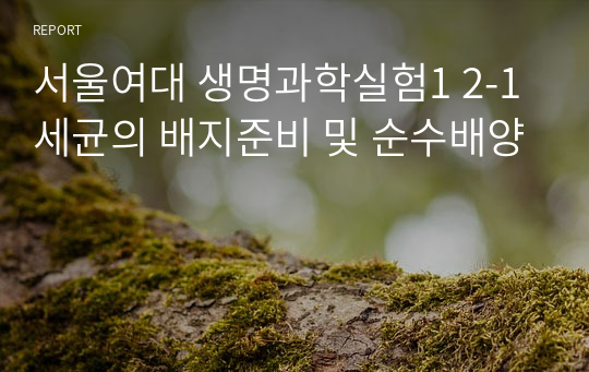 서울여대 생명과학실험1 2-1 세균의 배지준비 및 순수배양