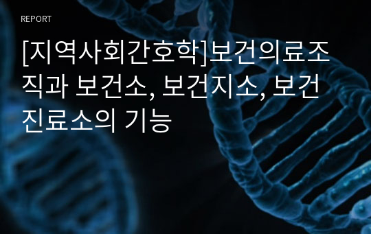 [지역사회간호학]보건의료조직과 보건소, 보건지소, 보건진료소의 기능