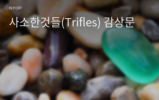 사소한것들(Trifles) 감상문