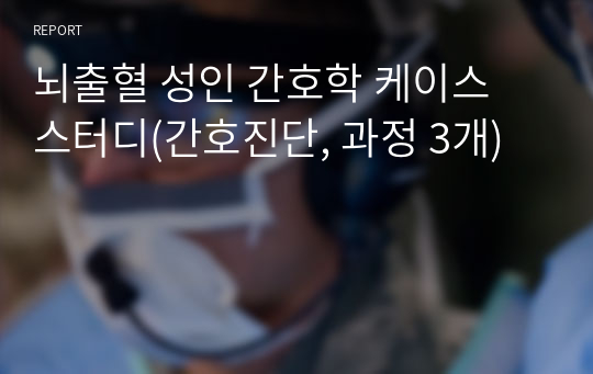 뇌출혈 성인 간호학 케이스 스터디(간호진단, 과정 3개)