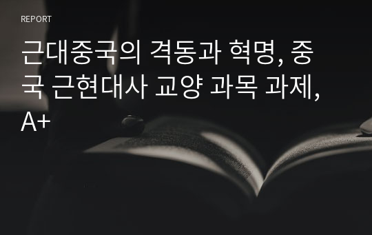 근대중국의 격동과 혁명, 중국 근현대사 교양 과목 과제, A+