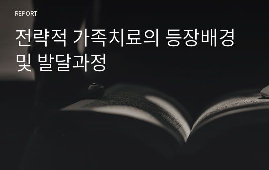 전략적 가족치료의 등장배경 및 발달과정