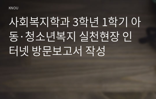 사회복지학과 3학년 1학기 아동·청소년복지 실천현장 인터넷 방문보고서 작성