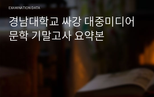 경남대학교 싸강 대중미디어문학 기말고사 요약본