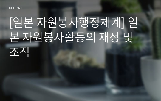 [일본 자원봉사행정체계] 일본 자원봉사활동의 재정 및 조직