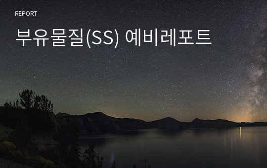 부유물질(SS) 예비레포트