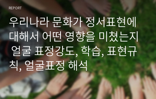 우리나라 문화가 정서표현에 대해서 어떤 영향을 미쳤는지 얼굴 표정강도, 학습, 표현규칙, 얼굴표정 해석