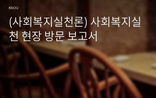 (사회복지실천론) 사회복지실천 현장 방문 보고서