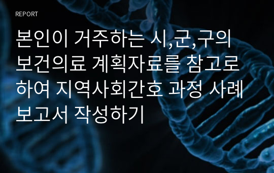 본인이 거주하는 시,군,구의 보건의료 계획자료를 참고로 하여 지역사회간호 과정 사례보고서 작성하기