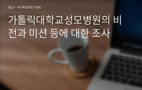 가톨릭대학교성모병원의 비전과 미션 등에 대한 조사