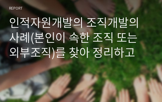 인적자원개발의 조직개발의 사례(본인이 속한 조직 또는 외부조직)를 찾아 정리하고