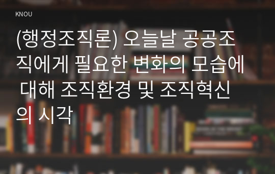 (행정조직론) 오늘날 공공조직에게 필요한 변화의 모습에 대해 조직환경 및 조직혁신의 시각