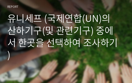 유니세프 (국제연합(UN)의 산하기구(및 관련기구) 중에서 한곳을 선택하여 조사하기)