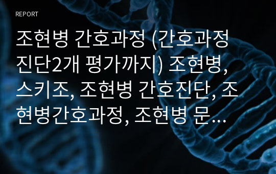 조현병 간호과정 (간호과정 진단2개 평가까지) 조현병, 스키조, 조현병 간호진단, 조현병간호과정, 조현병 문헌고찰