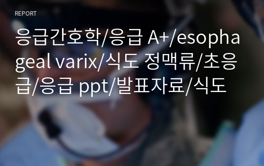 응급간호학/응급 A+/esophageal varix/식도 정맥류/초응급/응급 ppt/발표자료/식도