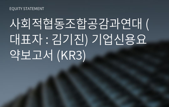 사회적협동조합공감과연대 기업신용요약보고서 (KR3)