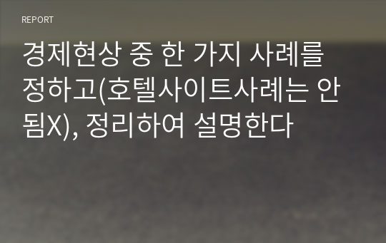 경제현상 중 한 가지 사례를 정하고(호텔사이트사례는 안됨X), 정리하여 설명한다