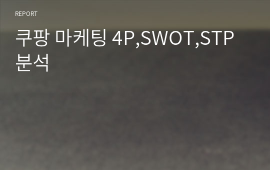 쿠팡 마케팅 4P,SWOT,STP 분석