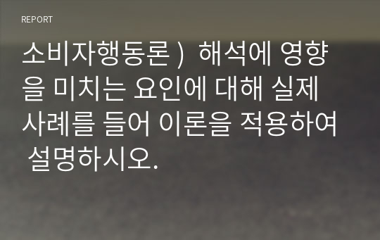 소비자행동론 )  해석에 영향을 미치는 요인에 대해 실제 사례를 들어 이론을 적용하여 설명하시오.