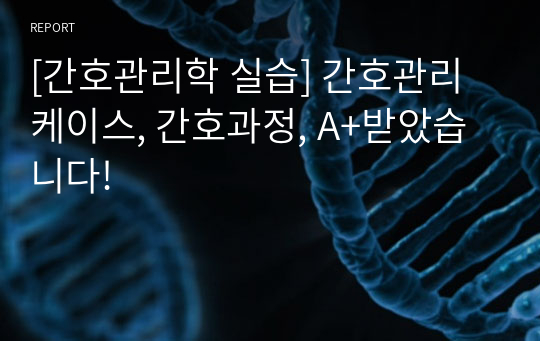 [간호관리학 실습] 간호관리 케이스, 간호과정, A+받았습니다!