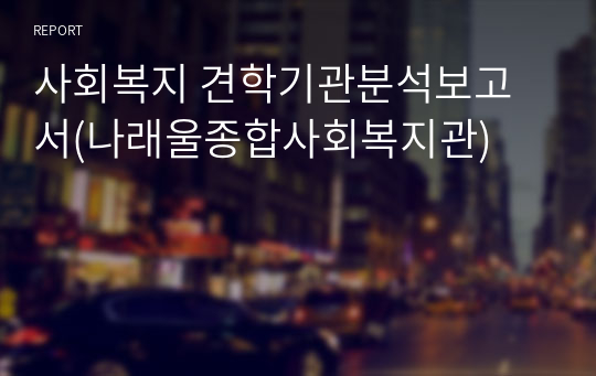 사회복지 견학기관분석보고서(나래울종합사회복지관)