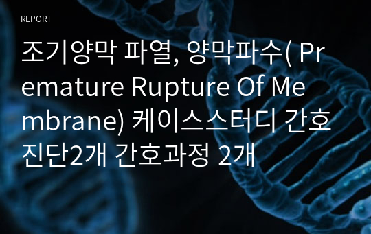 조기양막 파열, 양막파수( Premature Rupture Of Membrane) 케이스스터디 간호진단2개 간호과정 2개