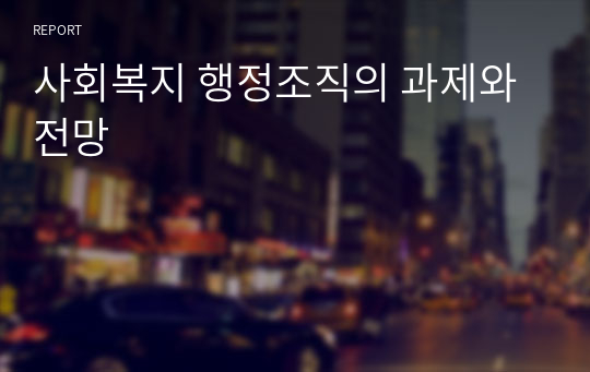 사회복지 행정조직의 과제와 전망