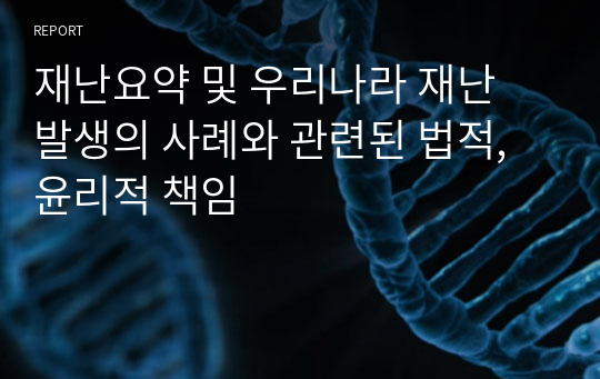 재난요약 및 우리나라 재난 발생의 사례와 관련된 법적, 윤리적 책임