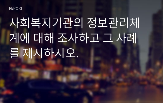 사회복지기관의 정보관리체계에 대해 조사하고 그 사례를 제시하시오.