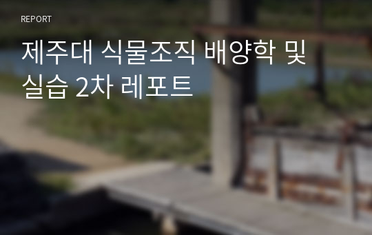 제주대 식물조직 배양학 및 실습 2차 레포트