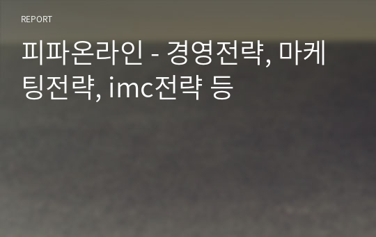 피파온라인 - 경영전략, 마케팅전략, imc전략 등