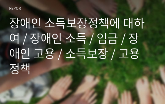 장애인 소득보장정책에 대하여 / 장애인 소득 / 임금 / 장애인 고용 / 소득보장 / 고용정책