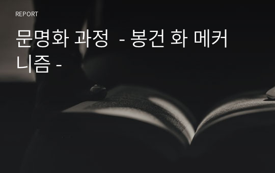 문명화 과정  - 봉건 화 메커니즘 -