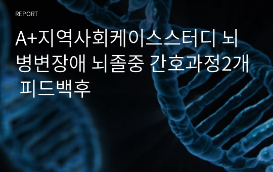 A+지역사회케이스스터디 뇌병변장애 뇌졸중 간호과정2개 피드백후