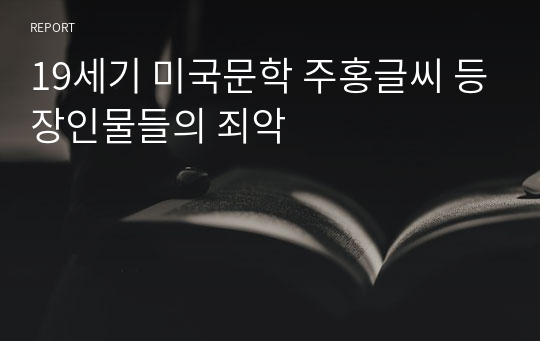 19세기 미국문학 주홍글씨 등장인물들의 죄악