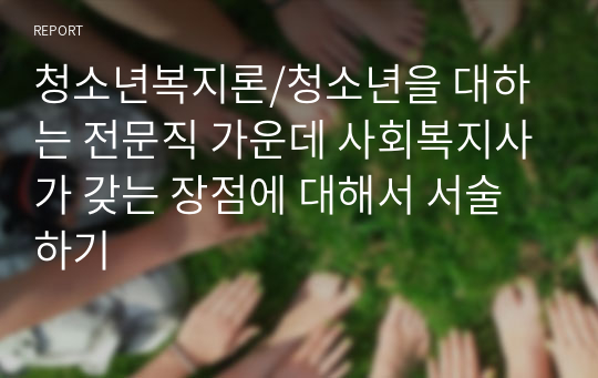 청소년복지론/청소년을 대하는 전문직 가운데 사회복지사가 갖는 장점에 대해서 서술하기