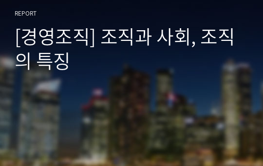 [경영조직] 조직과 사회, 조직의 특징