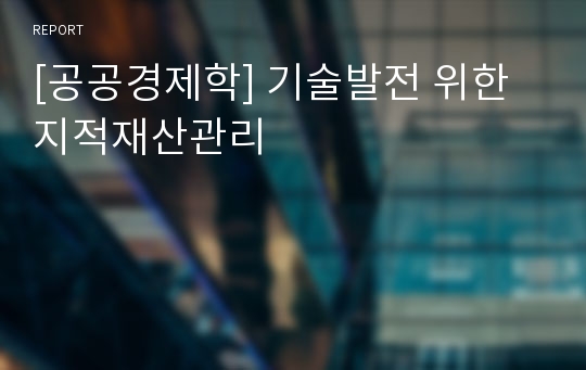 [공공경제학] 기술발전 위한 지적재산관리