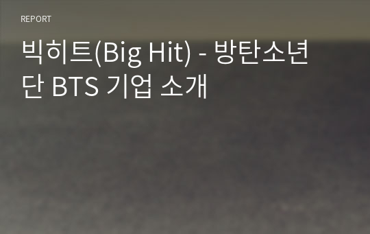 빅히트(Big Hit) - 방탄소년단 BTS 기업 소개