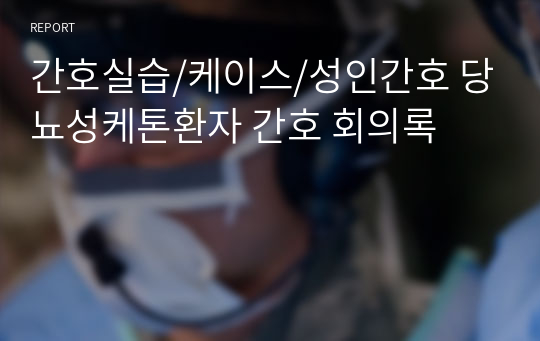 간호실습/케이스/성인간호 당뇨성케톤환자 간호 회의록