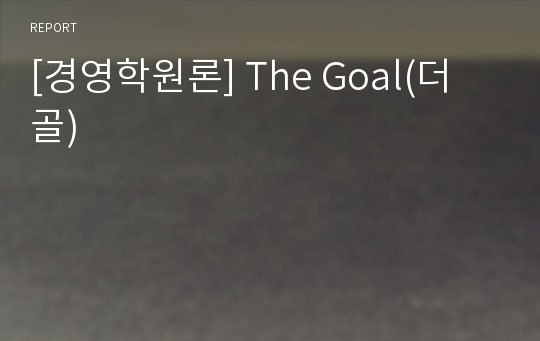 [경영학원론] The Goal(더 골)