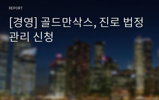 [경영] 골드만삭스, 진로 법정관리 신청